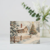 Festive Vintage Christmas Scene ポストカード (スタンド正面)