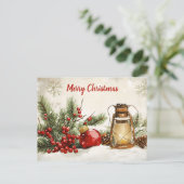 Festive Vintage Christmas Scene ポストカード (スタンド正面)