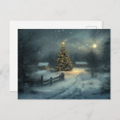 Festive Vintage Night Christmas Scene ポストカード (正面/裏面)