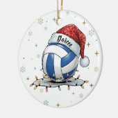 Festive Volleyball Holiday Design with Snowflakes  セラミックオーナメント (左)