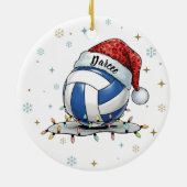 Festive Volleyball Holiday Design with Snowflakes  セラミックオーナメント (裏面)