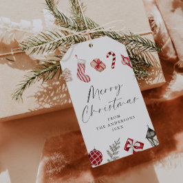 Festive Watercolor Christmas Border ギフトタグ