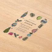 Festive Watercolor Christmas Dinner アクリル招待状 (レイダウン)