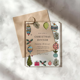 Festive Watercolor Christmas Dinner アクリル招待状