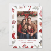 Festive Watercolor Christmas Frame Photo シーズンカード (正面)