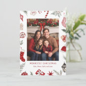 Festive Watercolor Christmas Frame Photo シーズンカード (スタンド正面)