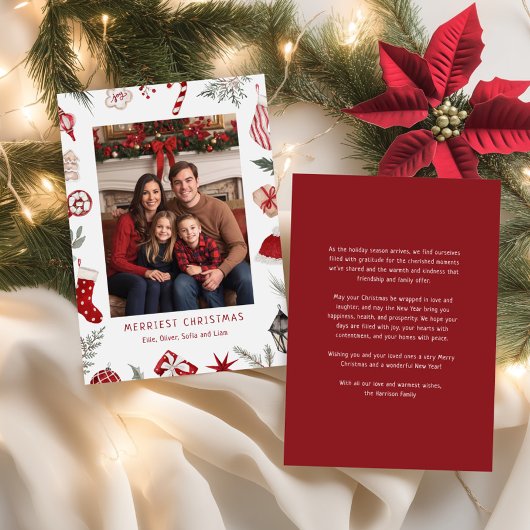 Festive Watercolor Christmas Frame Photo シーズンカード