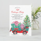 Festive Watercolor Christmas Gift Exchange Party  招待状 (スタンド正面)