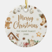 Festive Watercolor Christmas Party セラミックオーナメント (正面)