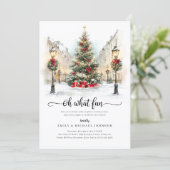 Festive Watercolor Christmas Party 招待状 (スタンド正面)