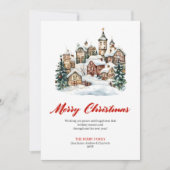 Festive Watercolor Christmas Scene Greeting Card シーズンカード (正面)