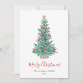 Festive Watercolor Christmas Tree Non Photo シーズンカード (正面)