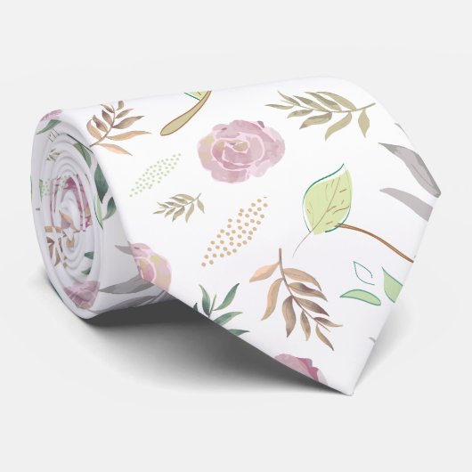 Festive Watercolor Flowers 1 ネクタイ (ロール)