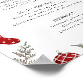 Festive Watercolor Frame Christmas Party Menu ポスター (角)
