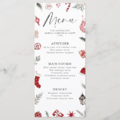 Festive Watercolor Frame Christmas Party Menu メニュー (正面)