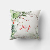 Festive Watercolor Greenery Christmas Joy クッション (裏面)