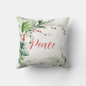 Festive Watercolor Greenery Christmas Peace クッション (裏面)