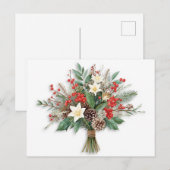 Festive Watercolor Holiday Bouquet シーズンポストカード (正面/裏面)