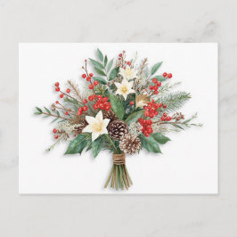 Festive Watercolor Holiday Bouquet シーズンポストカード