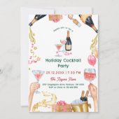 Festive Watercolor Holiday Cocktail Party 招待状 (正面)