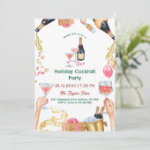 Festive Watercolor Holiday Cocktail Party 招待状 (スタンド正面)