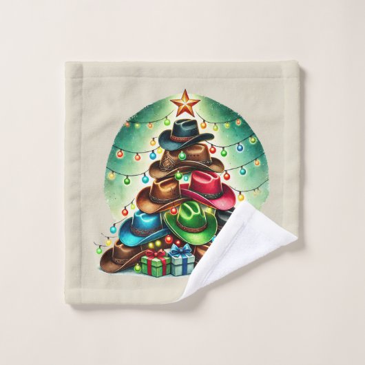 Festive Western Christmas hat tree  ウォッシュタオル (ウォッシュタオル)