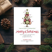 Festive whimsical Christmas tree greeting card シーズンカード
