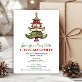 Festive whimsical Christmas tree seasonal invite 招待状