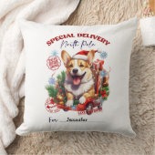 Festive Whimsical Corgi Christmas Throw Pillow クッション (ブランケット)