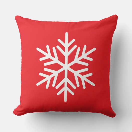 Festive White Alpine Snowflake On Christmas Red クッション (正面)