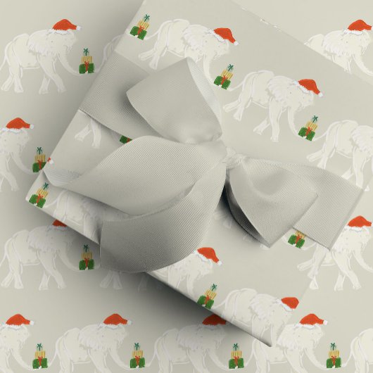Festive White Elephant Christmas Party Illustrated ラッピングペーパー