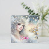 Festive White Watercolor Ethereal Frost Snow Angel シーズンカード (スタンド正面)