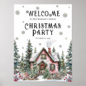 Festive Winter Christmas Party Welcome Sign ポスター (正面)