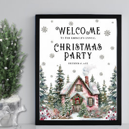 Festive Winter Christmas Party Welcome Sign ポスター