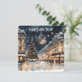 Festive Winter Cityscape with Fireworks  シーズンカード (スタンド正面)