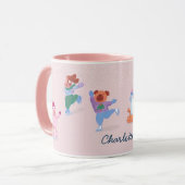Festive Winter Cute Ice Skating  Dogs Name マグカップ (正面左)