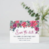 Festive Winter Florals And Berries Christmas Party 案内ポストカード (スタンド正面)