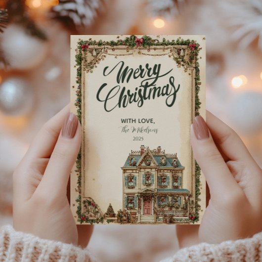 Festive Winter House Christmas Celebration シーズンカード