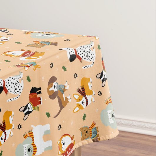 Festive Winter Puppy Scarves テーブルクロス (インサイチュ)
