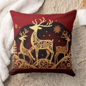 Festive Winter Reindeer – Ornate Forest クッション (ブランケット)