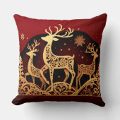 Festive Winter Reindeer – Ornate Forest クッション (正面)