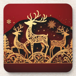 Festive Winter Reindeer – Ornate Forest コースター