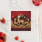 Festive Winter Reindeer – Ornate Forest スタンダードカクテルナプキン (インサイチュ)