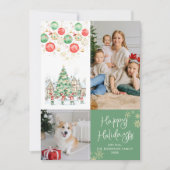 Festive Winter Scene Happy Holidays Green 2 Photo シーズンカード (正面)