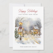 Festive Winter Scene Your Logo Business シーズンカード (正面)