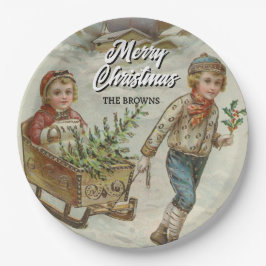 Festive Winter Sleigh Ride Holiday Plate ペーパープレート