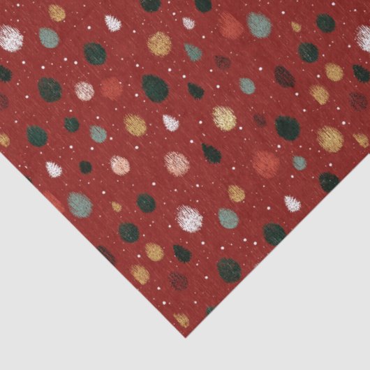 Festive Winter Snowflake Pattern in Red & Gold 薄葉紙 (詳細)