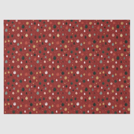 Festive Winter Snowflake Pattern in Red & Gold 薄葉紙 (正面)