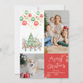 Festive Winter Village Merry Christmas Red 2 Photo シーズンカード (正面)