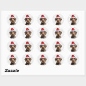 Festive Wirehaired Pointer Woof Word Art Christmas ラウンドシール (シート)